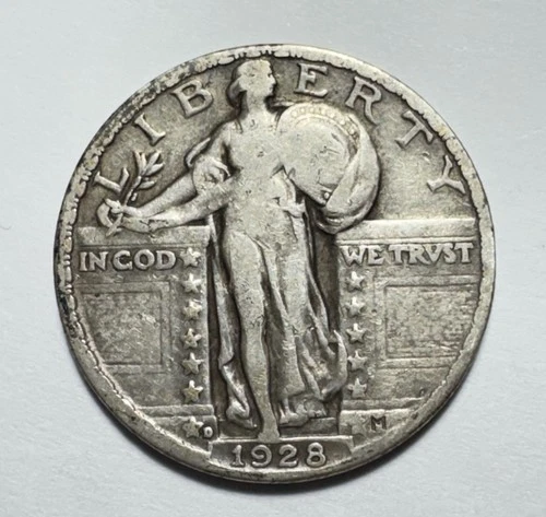 1928 D 25C Standing Liberty 90% Silver Quarter -0933