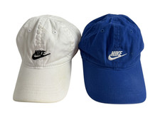 Set of 2 NIKE Logo Toddler Baby Infant Adjustable Blue  White Baseball Cap Hats