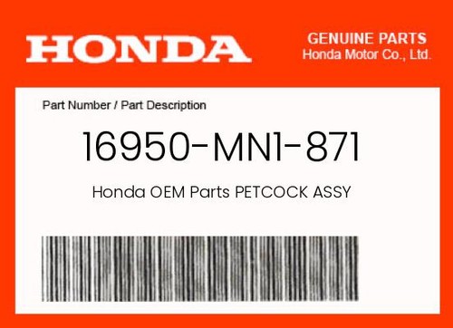 Honda Genuine Petcock Assy - 16950-Mn1-871