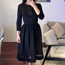 Kira Plastinina Lublu Midi Black dress Size S transparent Crew neck 3/4 sleeve