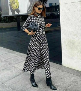 zara black and white dress