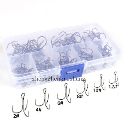 100pcs Nickel Treble Fishing Hooks High Carbon Treble Hooks Sharp