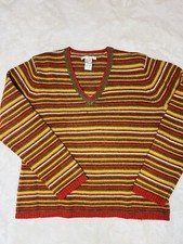 Vintage Women's Orange and Green Jumper Sarah Spencer L