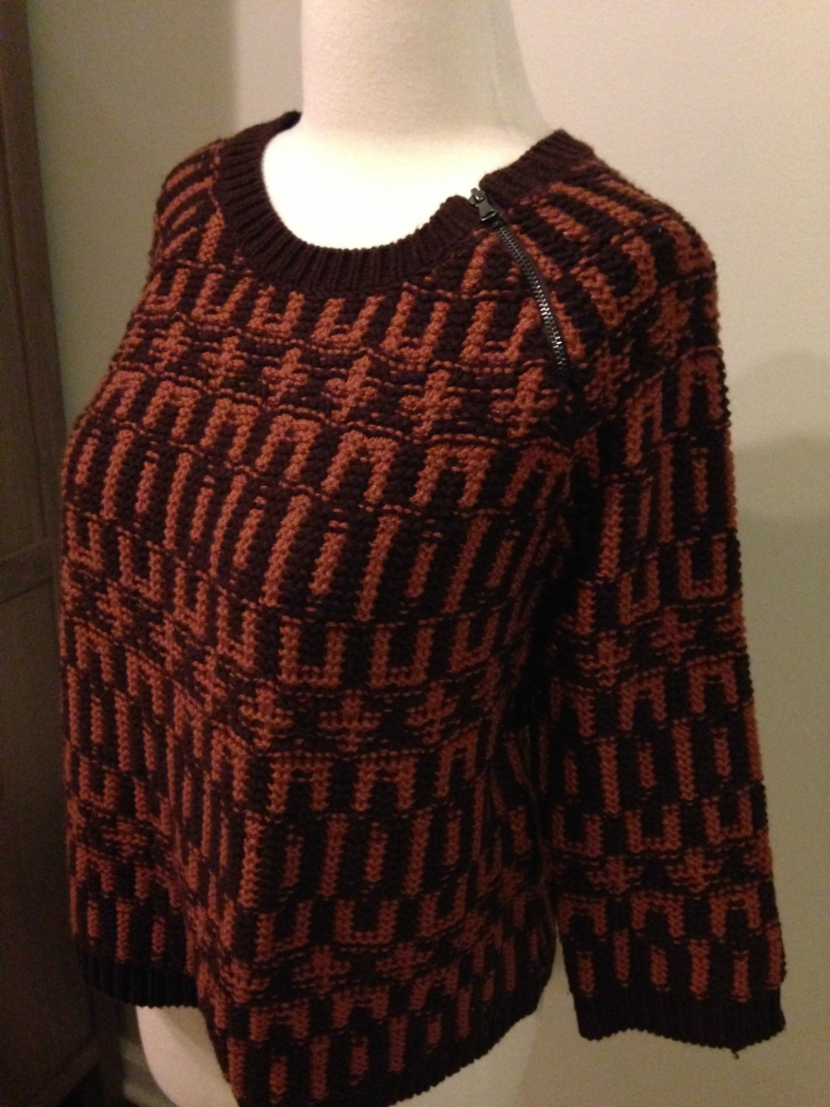 Ann Taylor Loft Mod Pattern Side Zip Sweater Copp… - image 2