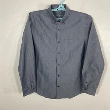 Mack Weldon Shirt Mens Large Blue Button Down Oxford Stretch Long Sleeve Pocket