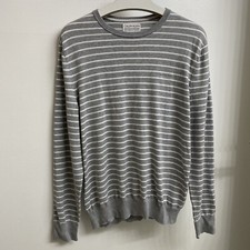 CALVIN KLEIN MEN  S SUPIMA COTTON STRIPED GRAY PULLOVER SWEATER MEDIUM