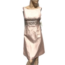 Eliza J Pale Pink Empire Waist Rhinestone Beaded Shift Dress Size 4 NWT