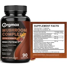 10x Mushroom Complex Supplement Lions Mane Reishi Shiitake Immune Capsules 90PCS