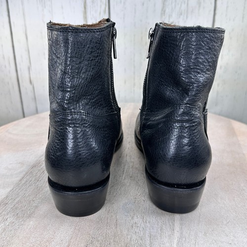 Botín para mujer Frye Billy Inside con cremallera talla 7,5 bota occidental puntiaguda de cuero negro - Imagen 8 de 13