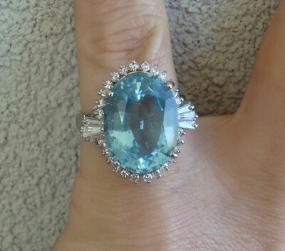 $11,550 9.50ct Untreated Topaz F-G/VS Diamonds Platinum Ring 1089