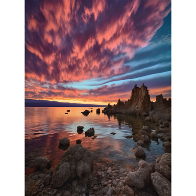 Stimmungsvoller Sonnenuntergang Wolken über Mono See Leinwand Poster Druck Bild Wandbild