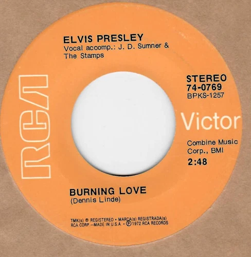 45RPM, ELVIS PRESLEY ' BURNING LOVE ' EXCELLENT ' ROCK ' #2