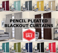 BLACKOUT CURTAINS LUXURY THERMAL PENCIL PLEATED TAPE TOP READY MADE PAIR