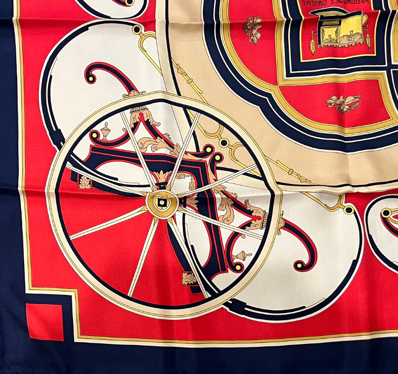 Authentic RARE! Hermes Washington's Carriage Vintage 90cm Silk Scarf image 3