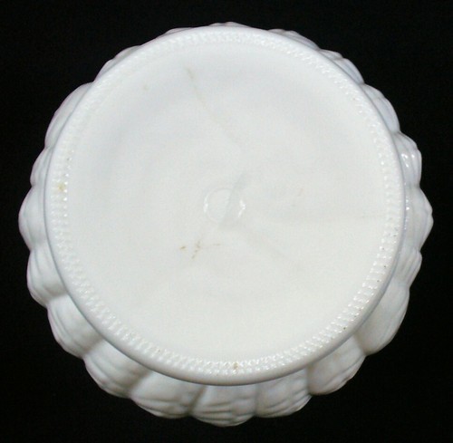 Vintage~MCM~Flower Pot~EMBOSSED LEAVES~Milk Glass~BOWL~White~TEXTURED~Ribbed~EUC - Picture 4 of 7