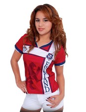 England Women Arza Soccer Jersey 100% Polyester. color Red and White