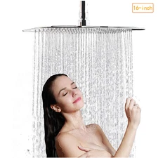 16inch Stainless Steel Shower Head Ceiling/Wall Mount Chrome Rain Square Sprayer