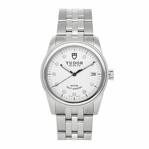 TUDOR Glamour 57100 Double date Silver Dial Automatic Men display picture 3