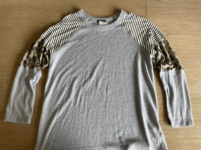 Heimish USA Pullover Grey Stripe Leopard Size 2XL BNWT