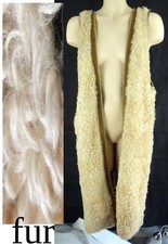 FUR poodle curly real lining medium trench coat pelt vtg khaki brown beige boho