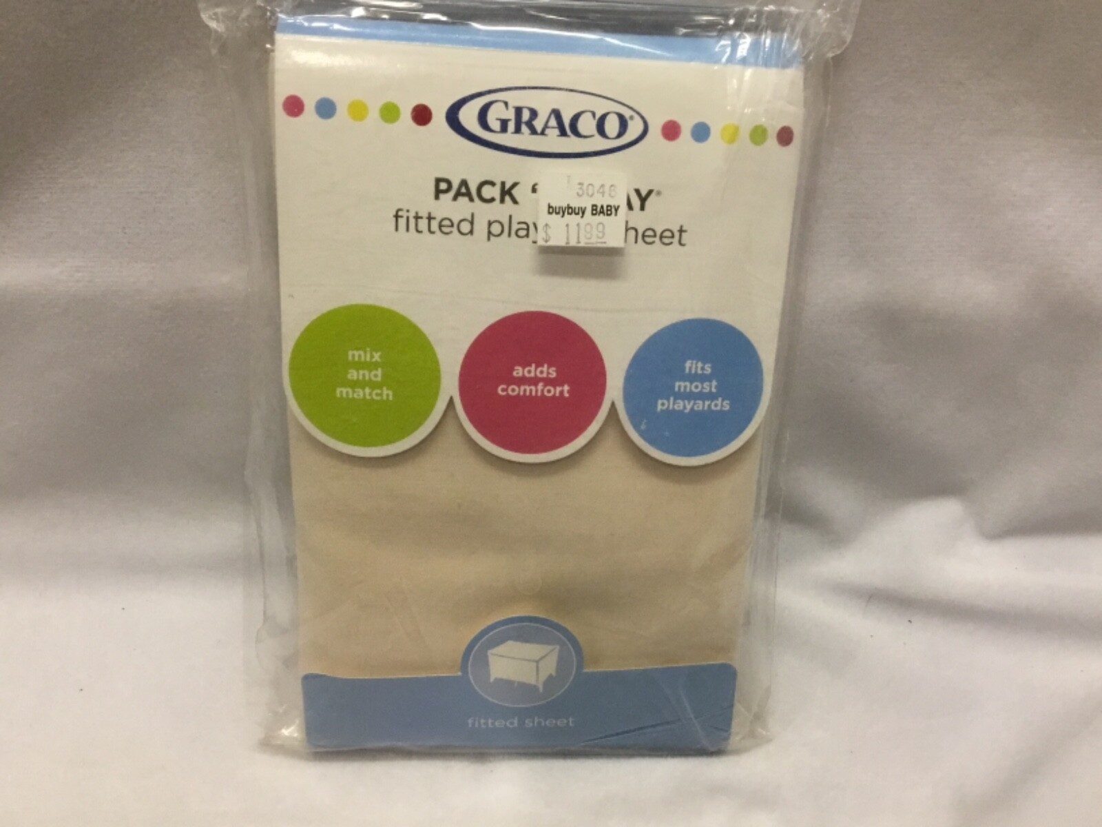 GRACO Pack 'n Play Fitted Playard Sheet~NEW in package tan/Candlestick 27