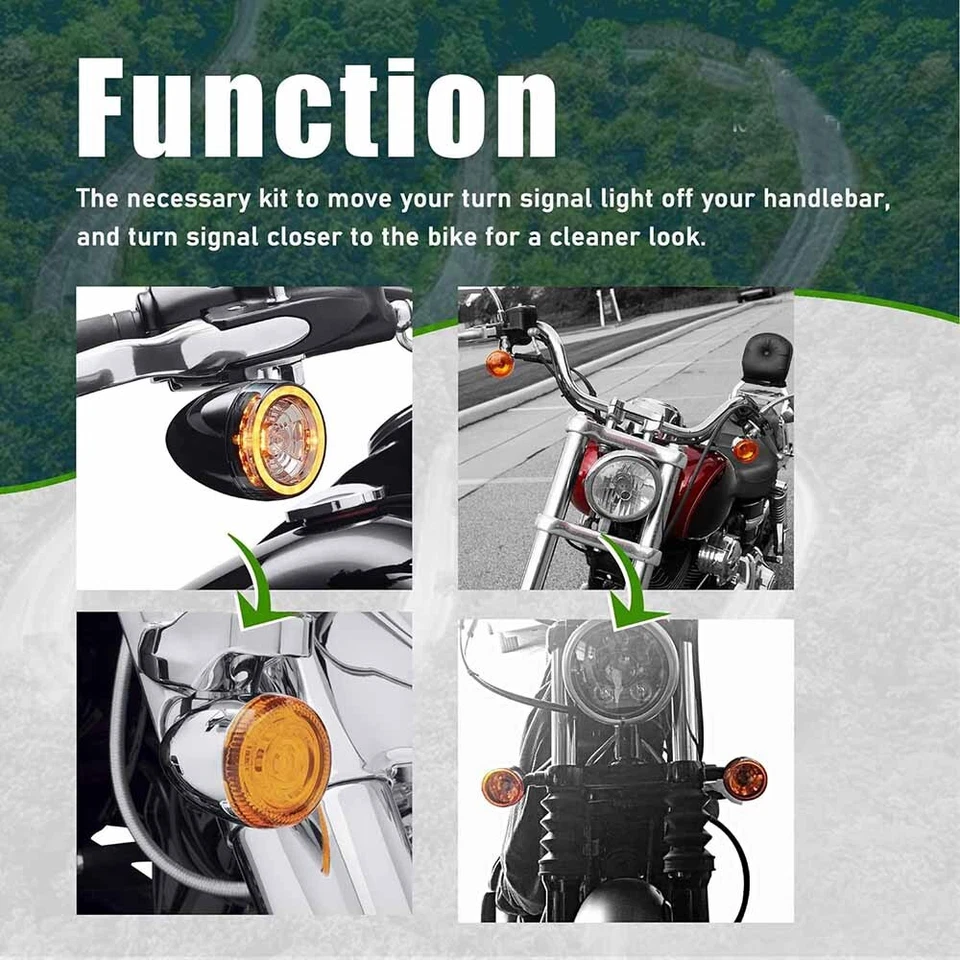 Chrome Front Fork Turn Signal Relocation Mount Fits For Harley 39mm 49mm Tubes - Image 2 of 4