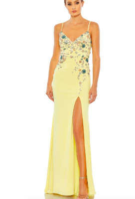MAC DUGGAL 42006 MULTI COLOR BEADED FLORAL CAMI BUTTERCUP  GOWN  sz 10