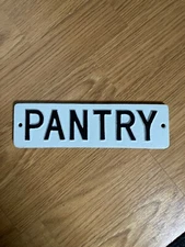 Antique style Black White CAST IRON Wall Sign Pantry Plaque Farmhouse