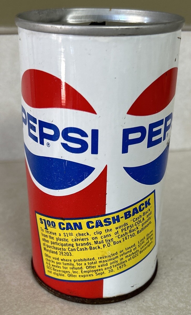 Vintage PEPSI “$1 Cash-Back” Offer 12 Oz. Empty Pull Tab Steel
