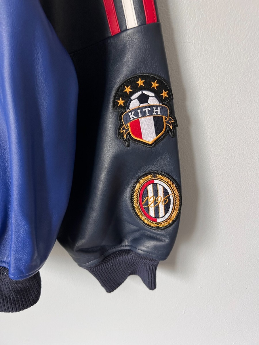 Kith x Adidas Leather Football Bomber Jacket - Size XL - Black