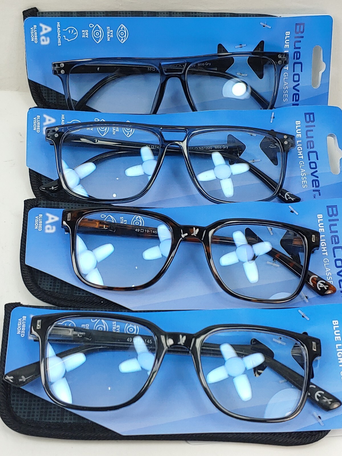 Blue Cover Blue Light Glasses Digital Eye Strain Reading Glasses Lot of 4 New-image