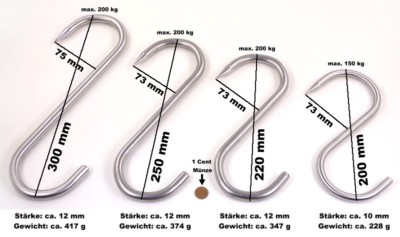 Fleischhaken (S-Haken) 100 Mm, 5 Stück