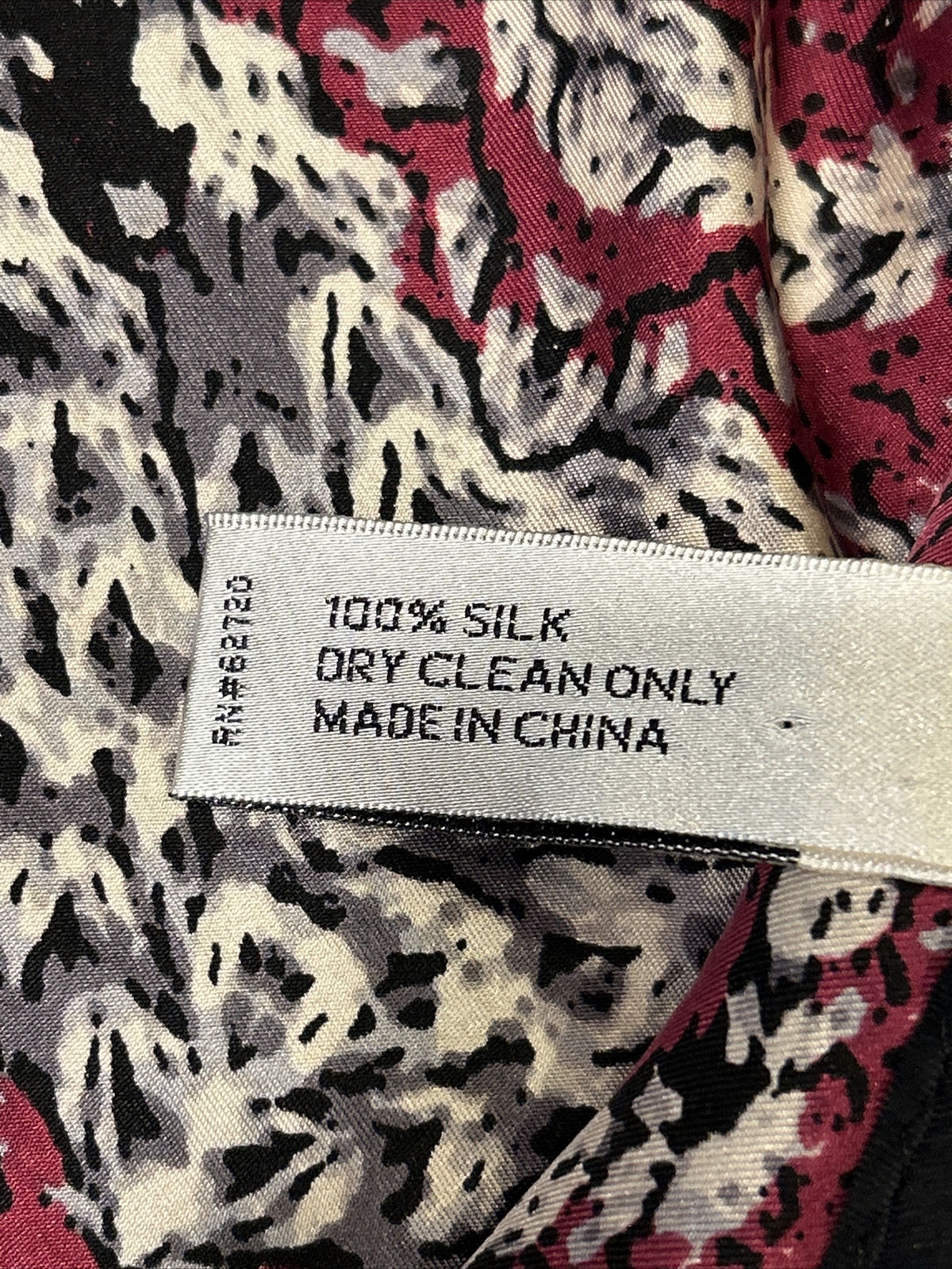 Adrienne Landau Studio 33” Square Luxurious Silk Scarf Black Grey Burgundy