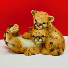 Curious Cougar figurine masterpiece porcelain homco 1993 sculpture cats statue