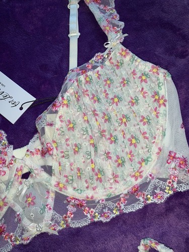 2pc Matching SET FOR LOVE & LEMONS VS BLOOM Floral BRA 36D + THONG Panty L NEW! - Picture 4 of 11