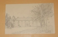 RAFAEL DURANCAMPS 1927 pencil on paper Country Home 5x7 in 12x15 frame