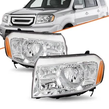 For 2009 2010 2011 Honda Pilot 4Dr Chrome Headlights Amber Corner Headlamps L+R
