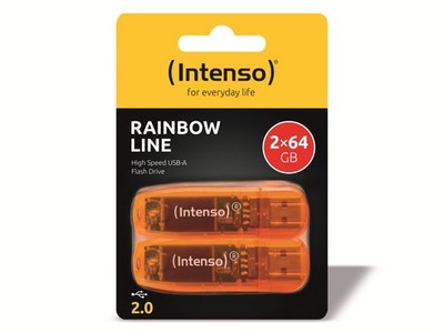 INTENSO USB-Stick Rainbow Line 3502492 USB 2.0 64GB orange/transparent 2er Pack