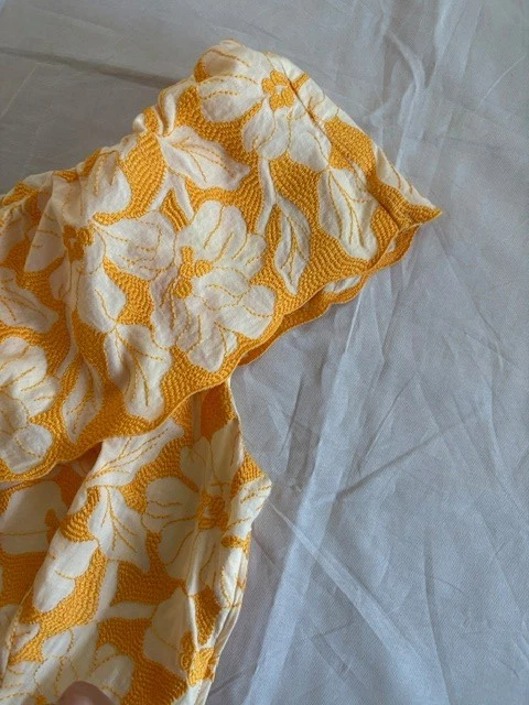 VETEMENTS NAF NAF abito donna taglia 40 fiore monospalla volant giallo casual hawaiano