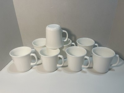 8-Corning USA Corelle White D Handle M' Wave OK Coffee Tea Mugs Cups Nice 4018