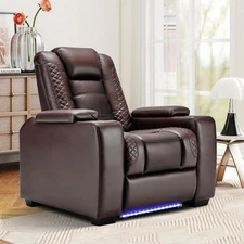 CANMOV Home Theater Seating, PU Leather Electric Recliner Chair