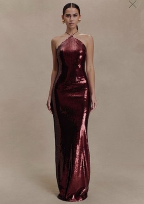 MESHKI Burgundy Sequin Gown NWT Size M