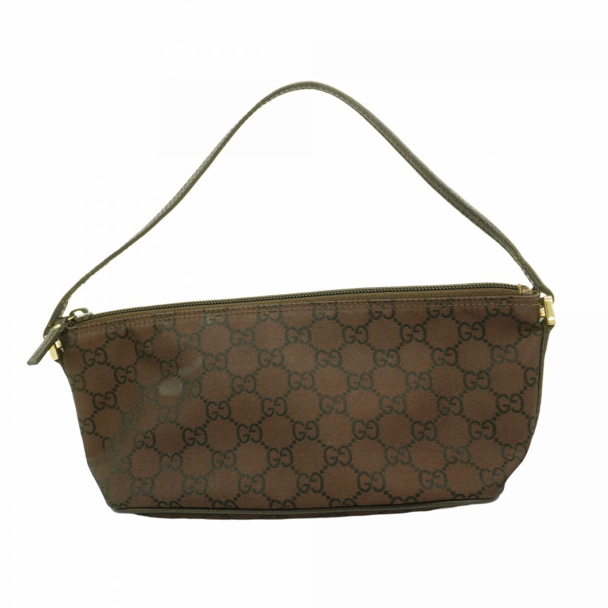 GUCCI GG Nylon Pouch in Brown with Gold Hardware Pre-Owned from Japan