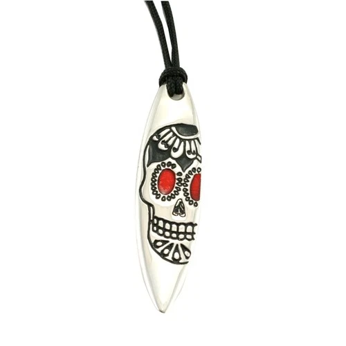Silver 925 Sterling Silver Surf Skull Charm Ring With Skull