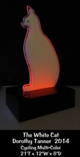 The White Cat by Dorothy Tanner Lumonics Light Sculpture LED Acrylic Signed