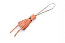 Hermes Petit H Bag Charm Leather Flamingo Pink 9.8 in Excellent Used