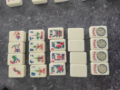 Singaporean MAJHONG SET,  vintage  Chinese Version In Teakwood Box W Teak Trays