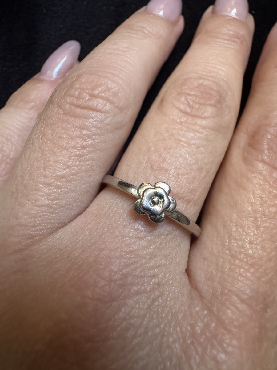 TGGC 925 Sterling Silver Rose Flower Ring -UK Size Q (#9) UK