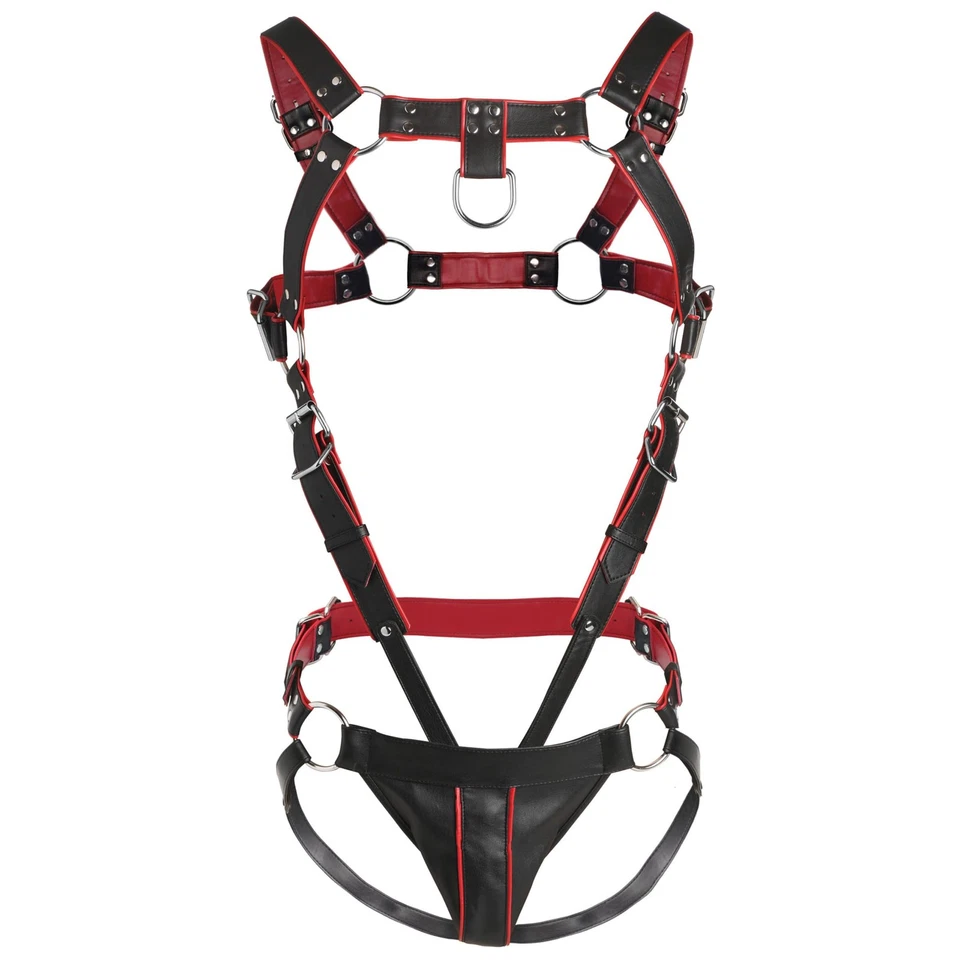 Arnés de cuerpo masculino Master Series Heathen's para BDSM, cuerpo de cuero vegano Foto 3 de 4