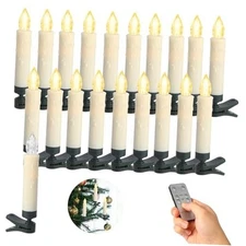 Flickering Christmas Tree Candle Lights, Clip on Candles for Christmas 20 PCS